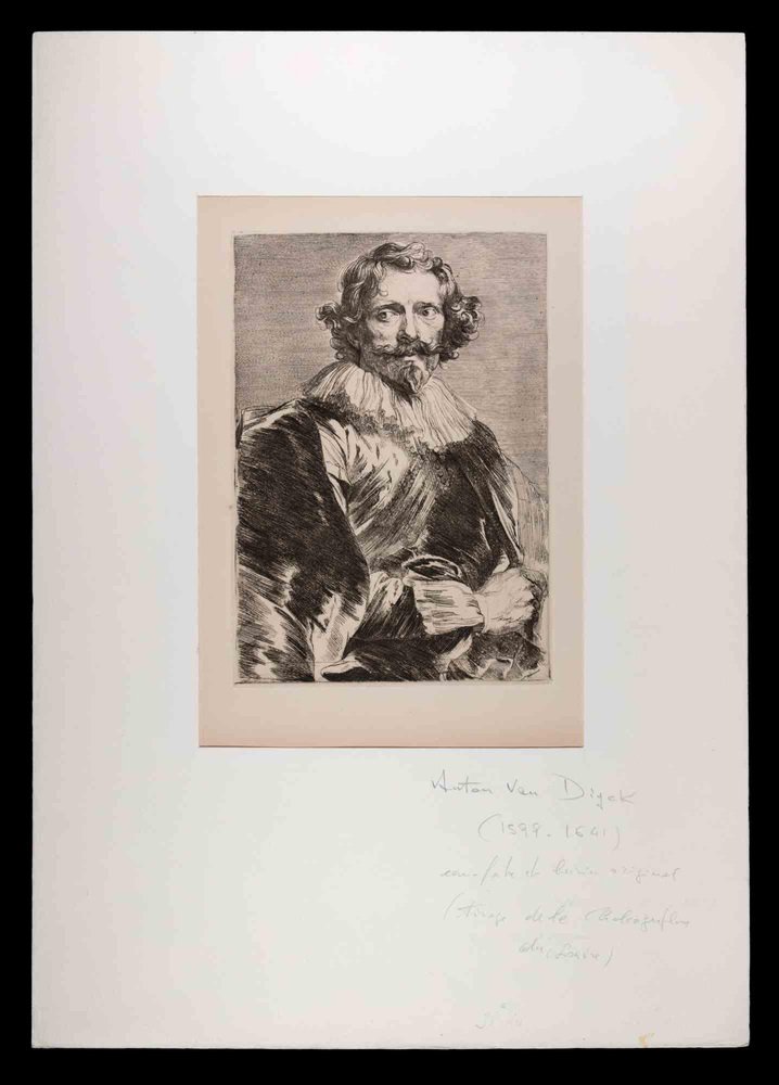 After Antoon Van Dyck, Portrait, Original Etching, 19th-Century