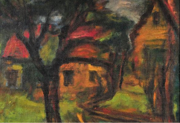 After Béla Czóbel, Colorful Houses in a Hill in Szentendre, 20th Century, Oil on Canvas-QOR-2029014