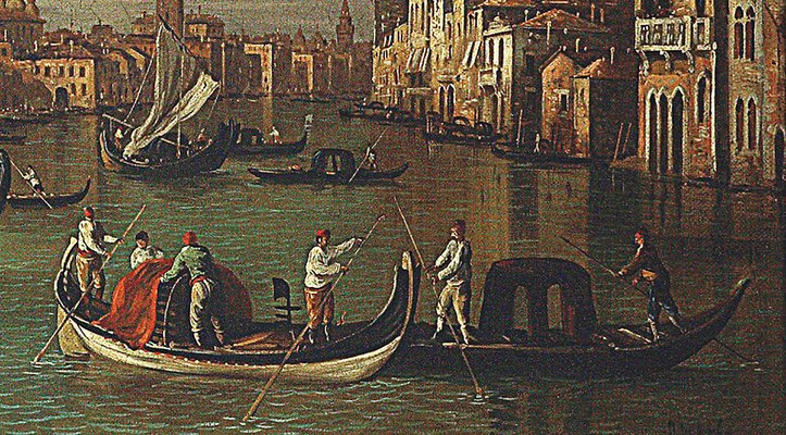 After Canaletto, Venice, Italian Landscape Painting, 2009, Oil on Canvas, Framed-YUW-1311916