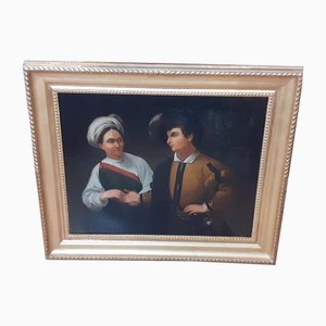 After Caravaggio, Figurative Scene, 1800s, Oil on Canvas, Framed-AKA-1794670