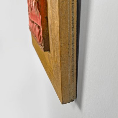 After Carlos Carlè, Argentine Modern Sculpture Painting, 1974, Red Ceramic & Gilt Wood-GDD-2041605