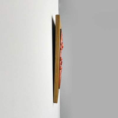 After Carlos Carlè, Argentine Modern Sculpture Painting, 1974, Red Ceramic & Gilt Wood-GDD-2041605