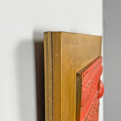 After Carlos Carlè, Argentine Modern Sculpture Painting, 1974, Red Ceramic & Gilt Wood-GDD-2041605