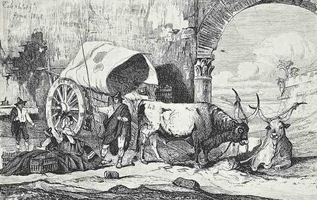 After Charles Coleman, Roman Countryside with the Carriage, Original Etching, 1992-ZCI-1379830