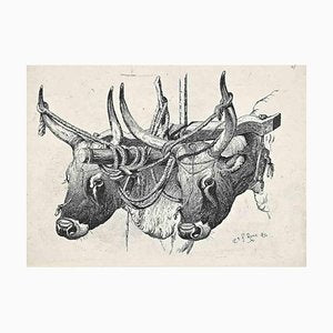 After Charles Coleman, The Bulls in the Roman Countryside, Original Etching, 1992-ZCI-1379828