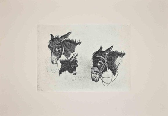 After Charles Coleman, The Donkey in the Roman Countryside, Original Etching, 1992-ZCI-1379697