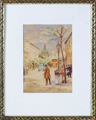 After Childe Hassam, Street Scene, 1890s-1910s, Watercolor-QOR-2028960