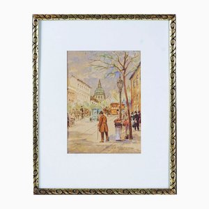 After Childe Hassam, Street Scene, 1890s-1910s, Watercolor-QOR-2028960