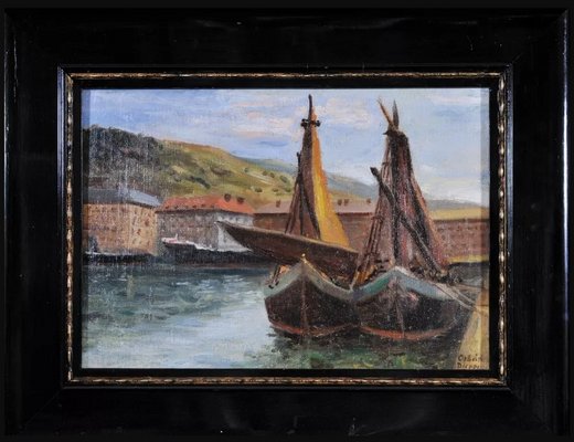 After Dezső Orbán, Coastal View, Dieppe, France, 1920s, Oil on Canvas-QOR-2026971