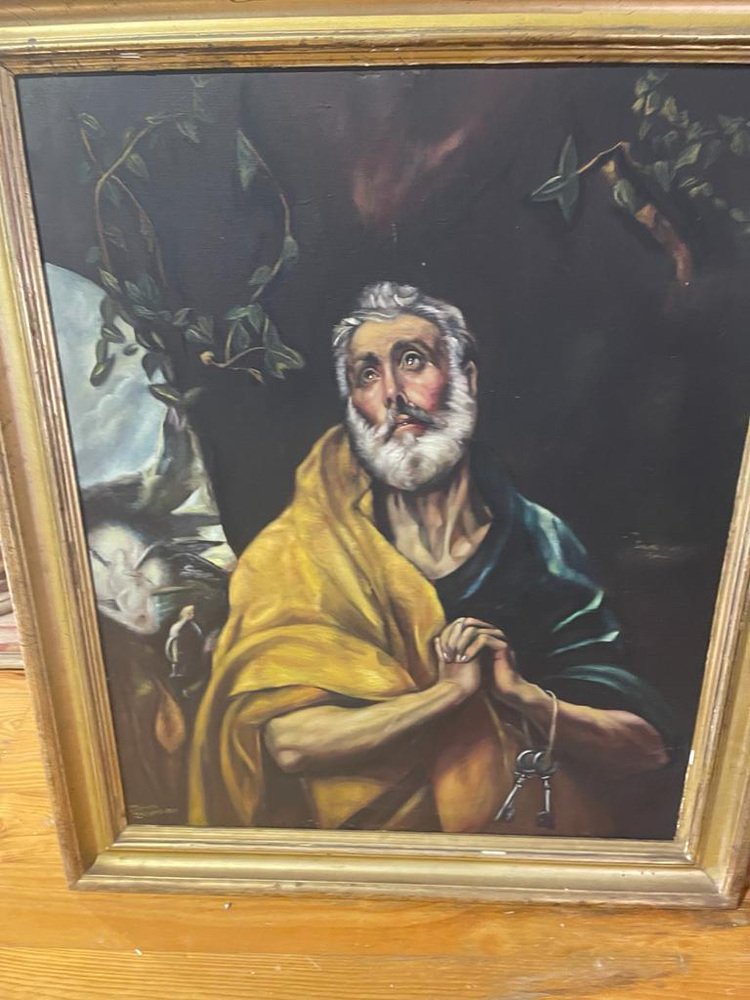 After Domenikos Theotokopoulos / El Greco, The Tears of Saint Peter, 19th Century, Oil on Canvas, Framed