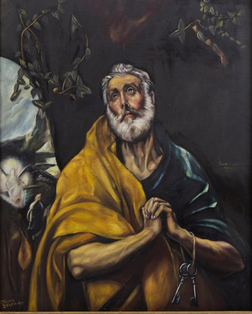 After Domenikos Theotokopoulos / El Greco, The Tears of Saint Peter, 19th Century, Oil on Canvas, Framed