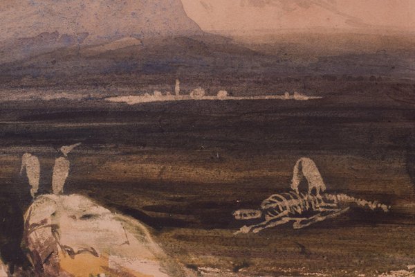 After Edward Lear and David Roberts, Topographical Painting, 19th-Century, Watercolor on Paper, Framed-AOI-1196873