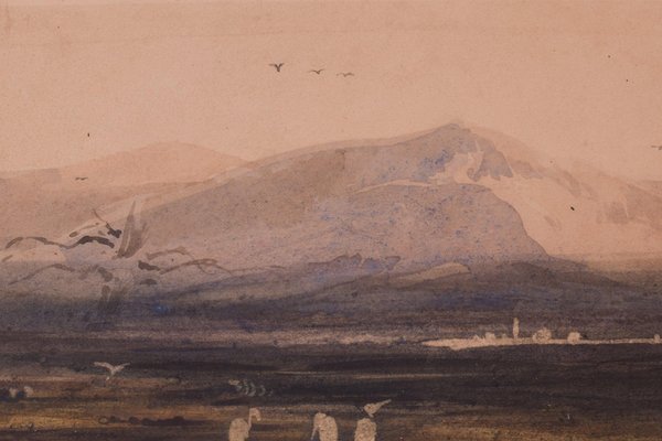 After Edward Lear and David Roberts, Topographical Painting, 19th-Century, Watercolor on Paper, Framed-AOI-1196873