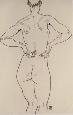 After Egon Schiele, Weiblicher Rückenakt, Original Lithograph-ZCI-2024926