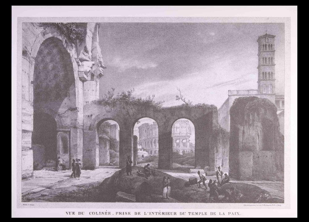 After G. Engelmann, Roman Temples and Ruins, Etching, Late 20th Century