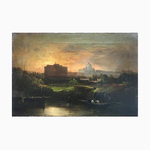 After G. Vanvitelli, Rome, Italian Landscape Painting, Oil on Canvas, Framed-YUW-1304912