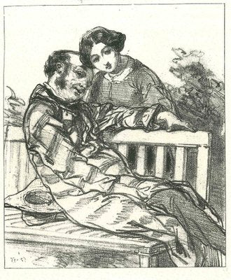 After Gavarni, Gentle Fondness, Original Lithograph, 1881-ZCI-2029663