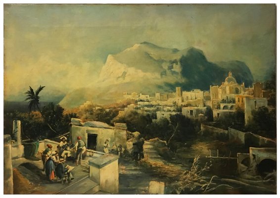 After Giacinto Gigante, Capri, Posillipo School, Oil on Canvas, Framed-YUW-1299400