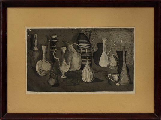 After Giorgio Morandi, Still Life, Engraving on Cardboard, Framed-VHF-1132191