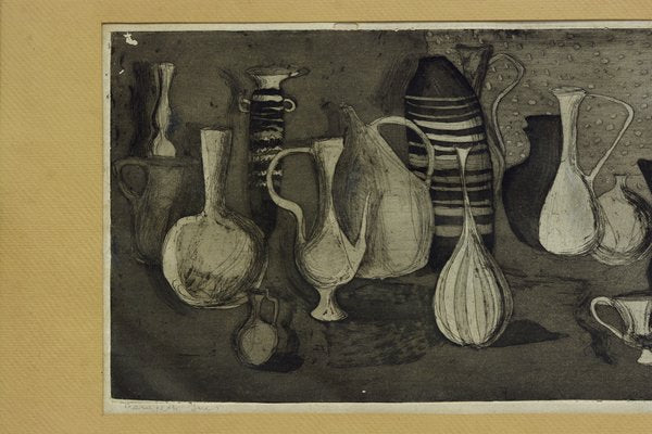 After Giorgio Morandi, Still Life, Engraving on Cardboard, Framed-VHF-1132191