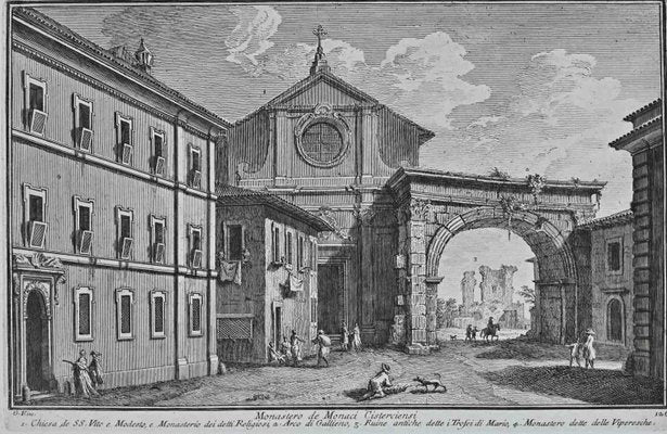 After Giuseppe Vasi, Monastero de Monaci Cistericiensi, Etching, 18th Century-ZCI-1380117