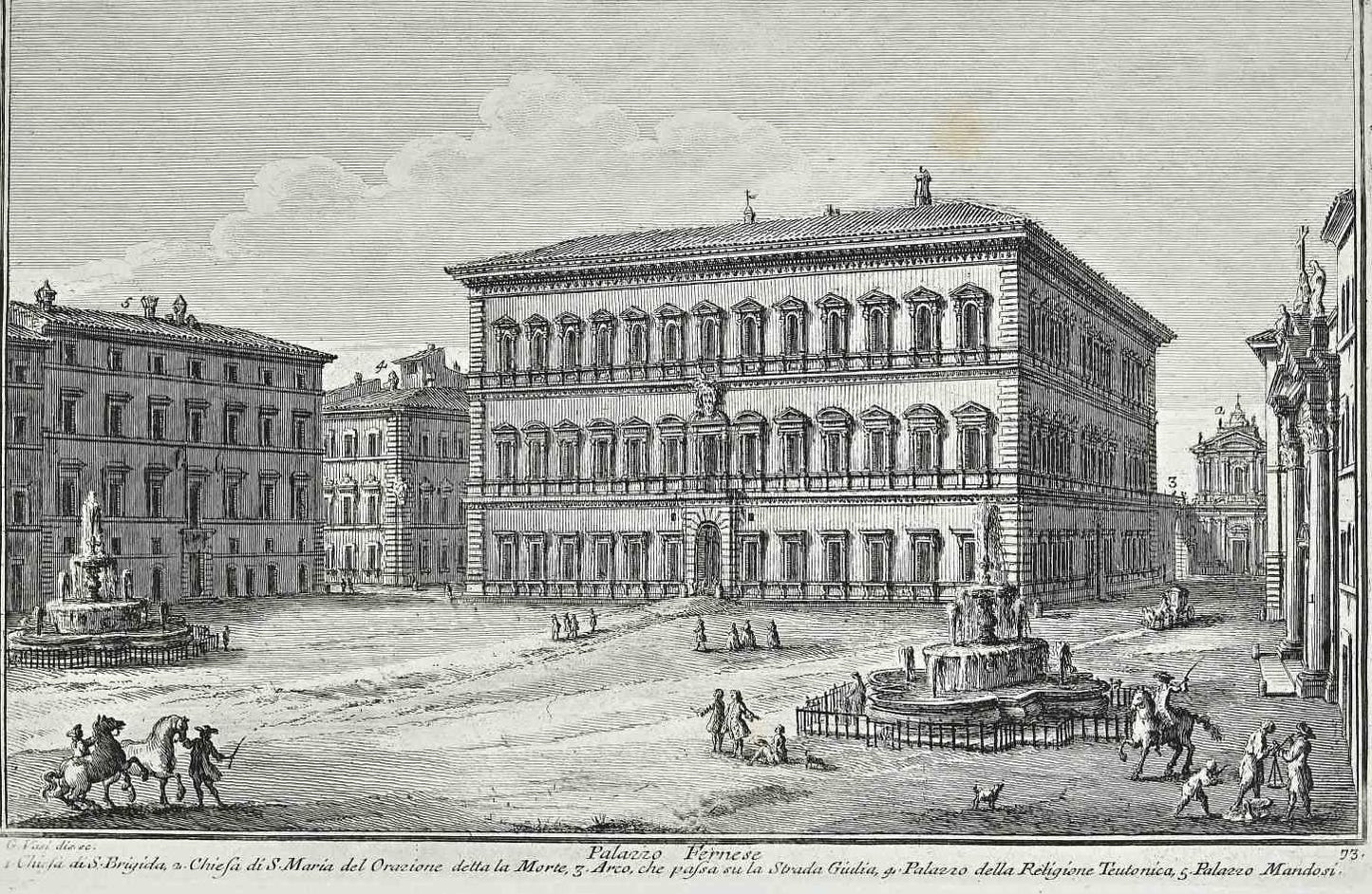 After Giuseppe Vasi, Palazzo Farnese, Etching, Late 18th Century