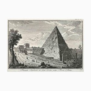 After Giuseppe Vasi, Piramide, Porta S.Paolo, Etching, 18th Century-ZCI-1380127