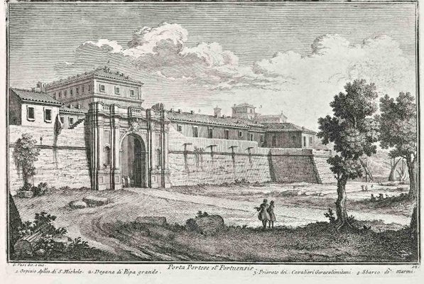 After Giuseppe Vasi, Porta Portese, Etching, Late 18th Century-ZCI-1380195