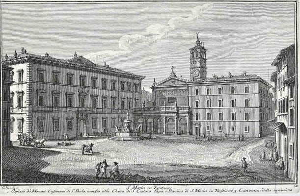 After Giuseppe Vasi, S.Maria in Trastevere, Etching, Late 18th Century-ZCI-1380180