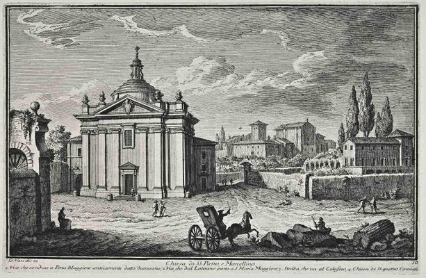 After Giuseppe Vasi, SS.Pietro e Marcellino Church, Etching, 18th Century-ZCI-1380119