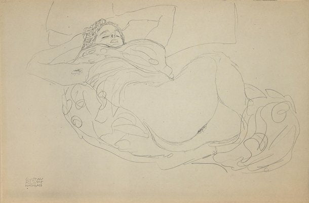 (after) Gustav Klimt - Lying Female Nude - Collotype Print - 1919-ZCI-845759