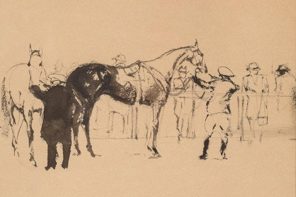 After Henri de Toulouse-Lautrec. Horses at the Races, Early 20th Century, Ink on Paper-AOI-1419996