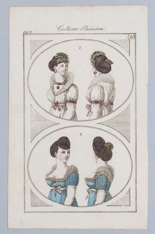 After Horace Vernet, Series: Costume Parisien. No. 29, Fashion Graphics: Headgear, 1805, France