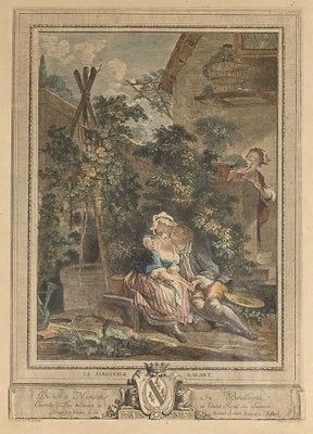 After I.S. Helman, Le Jardinier Galant, 1900, Color Engraving, Framed-RVK-1762915