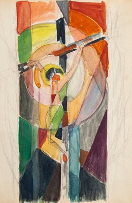 After Jacques Villon, Crucified Christ, Pencil and Watercolor, 1950s-ZCI-2025269