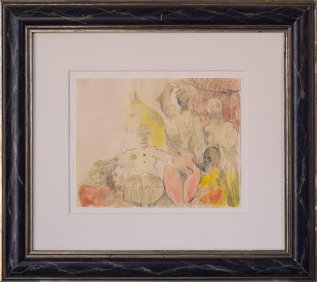 After James Ensor, Figures, Watercolor on Paper, Framed-AOI-1196866