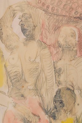 After James Ensor, Figures, Watercolor on Paper, Framed-AOI-1196866