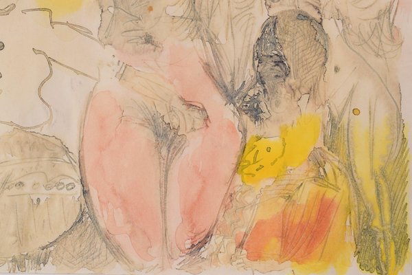 After James Ensor, Figures, Watercolor on Paper, Framed-AOI-1196866