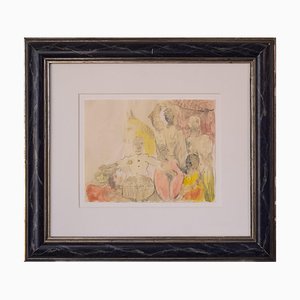 After James Ensor, Figures, Watercolor on Paper, Framed-AOI-1196866