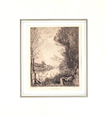 after Jean-Baptiste-Camille Corot, View of Mantes, 19th Century, Etching-ZCI-792571