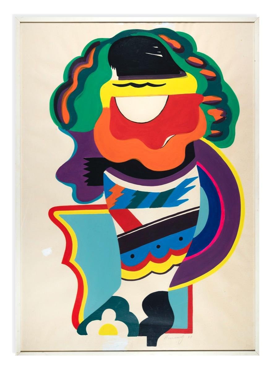 After José Hernandez, Marilyn, Original Mixed Media on Paper, 1971