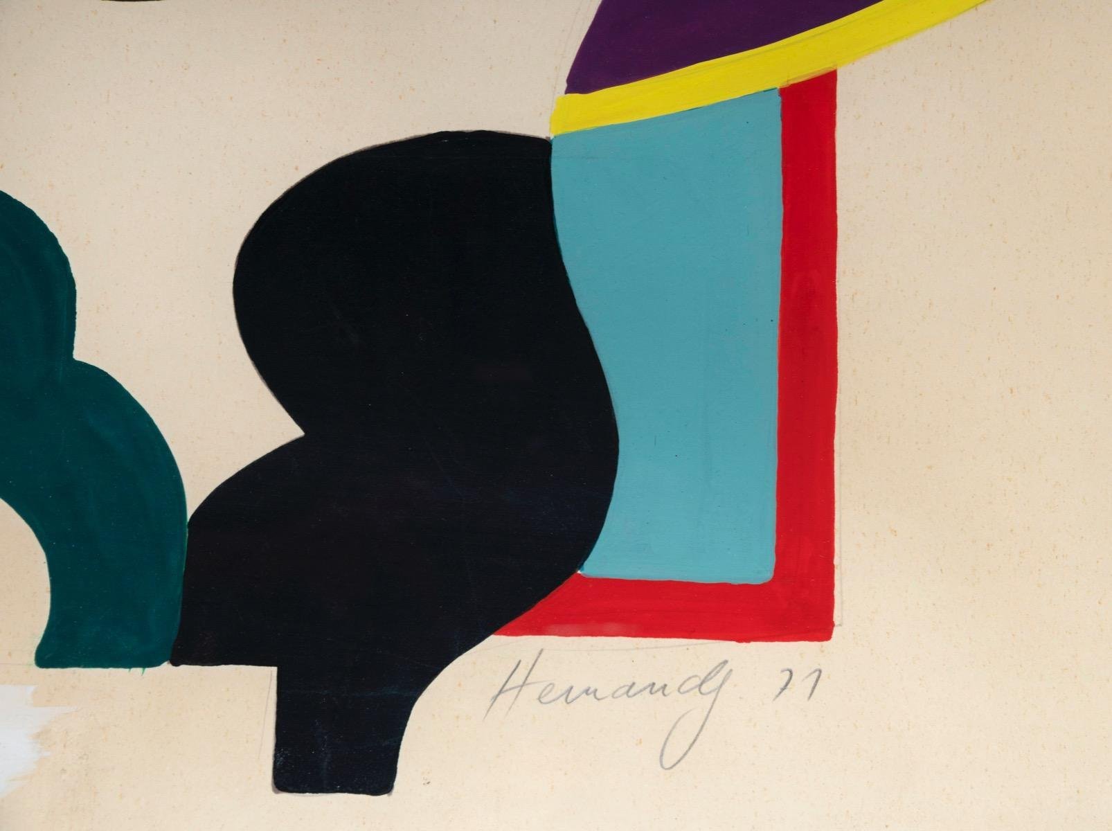 After José Hernandez, Marilyn, Original Mixed Media on Paper, 1971