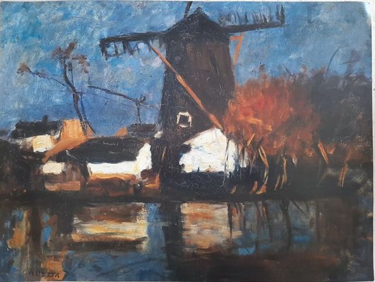 After József Koszta, Black Flour-Mill, 20th Century, Oil on Canvas-QOR-2028948