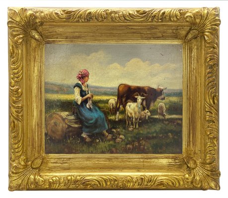 After Julien Dupre, Country Scene, 2008, Oil on Canvas, Framed-YUW-1314617