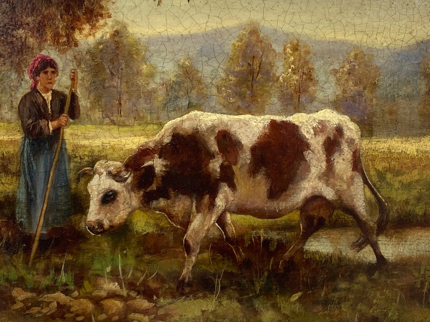 After Julien Dupre, The Sheperdess of Cows, 2008, Oil on Canvas, Framed