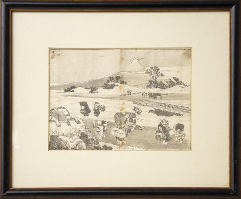 After K. Hokusai, View of Mount Fuji, Woodcut, 1878, Framed-ZCI-1422472