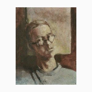 After Karol Larisch, Portrait with Glasses, 1920s, Oil on Canvas, Framed-AOU-1447169