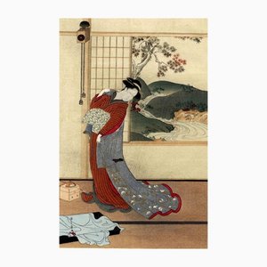 After Kastukawa Shunsho, Courtesan in Her Chamber, Woodcut, Early 20th-Century-ZCI-1163878