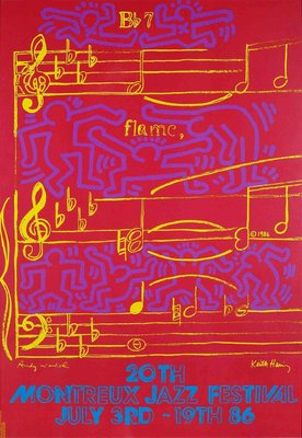 After Keith Haring, Montreux Jazz Festival, Original Screen Print on Cardboard, 1986-ZCI-1379535