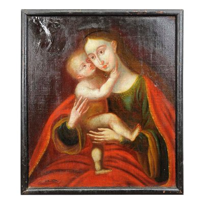 After Lucas Cranach, Miraculous Image of Innsbruck, Mother with Child, Oil on Canvas, Framed-KJP-1149157